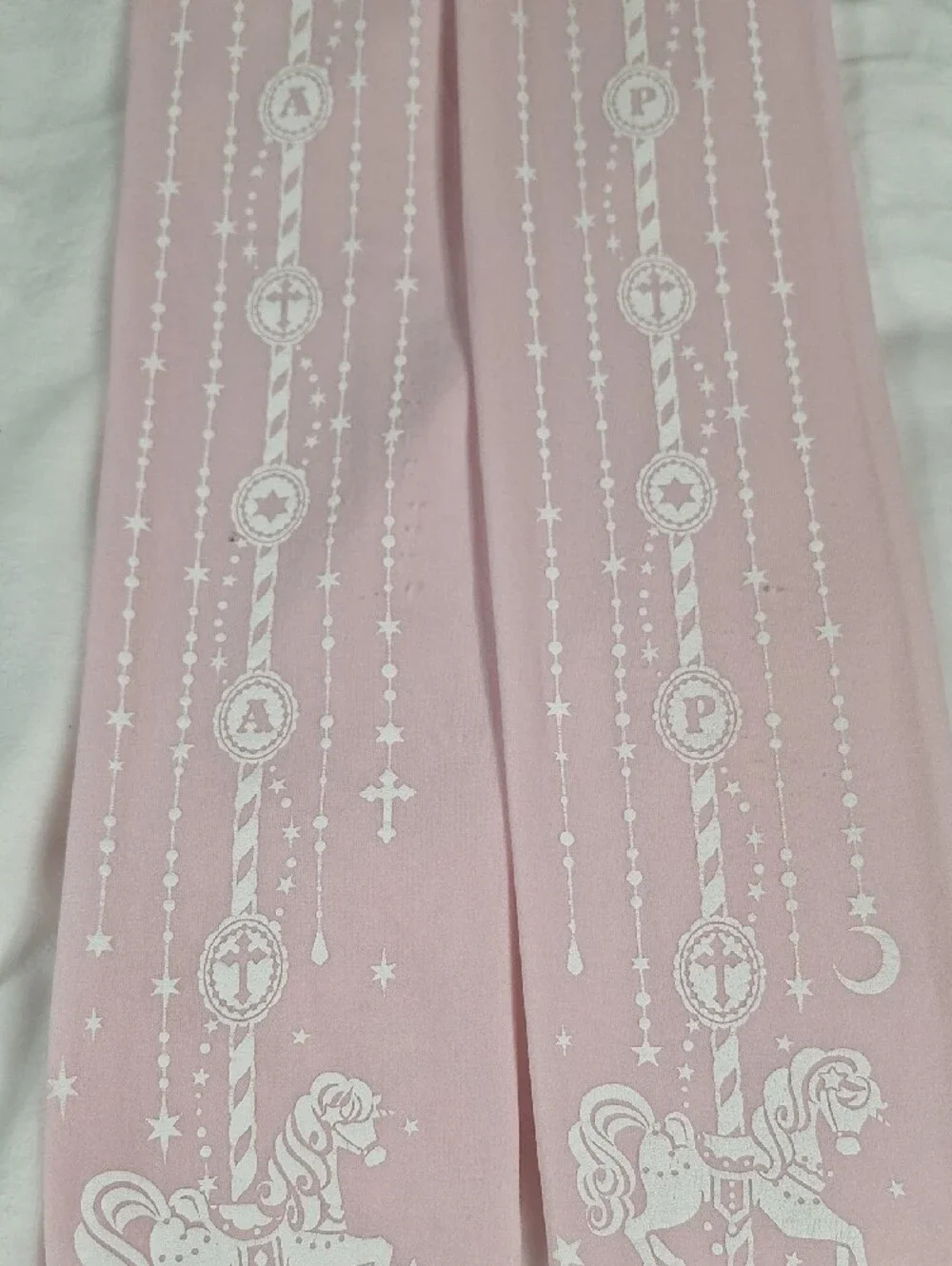 Angelic Pretty Pink Carousel Horse Print Tights | Sweet Lolita Accessory 🎠🎀